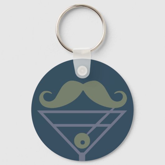 Martini Mustache aangepaste sleutelketen Sleutelhanger (Voorkant)
