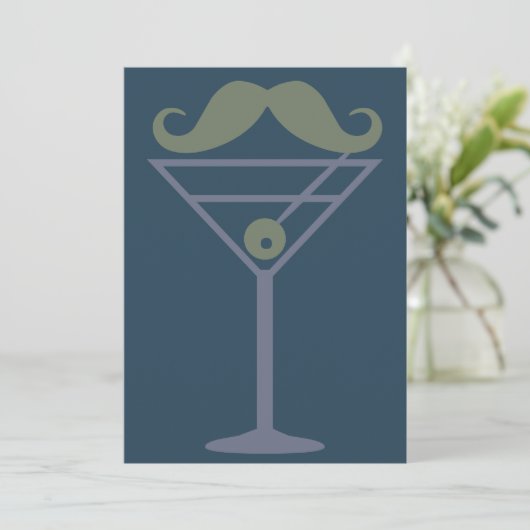 Martini Mustache aangepaste uitnodiging (Staand voorkant)
