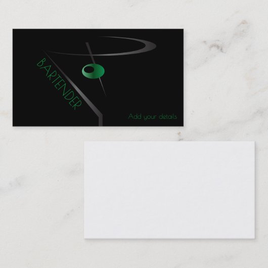 Martini Olive Cocktail Bartender Visitekaartje (Voorkant / Achterkant)