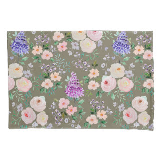 Martini Olive Green Waterverf Floral Kussensloop