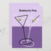 Martini Paars Bachelorette Party Kaart (Voorkant / Achterkant)