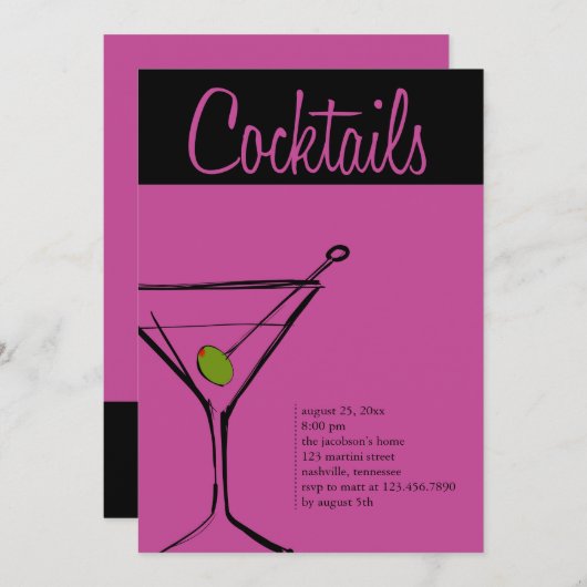 Martini Party Kaart (Voorkant / Achterkant)