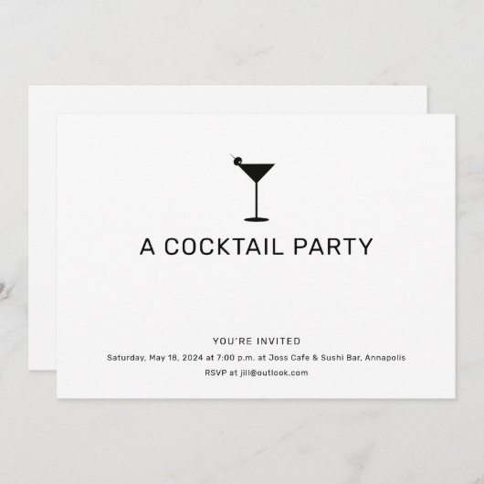 Martini Party Kaart (Voorkant / Achterkant)