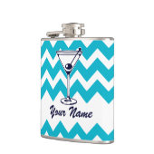 Martini Pictogram met Blauw Chevron Patroon Heupfles (Links)