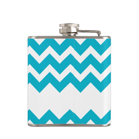 Martini Pictogram met Blauw Chevron Patroon Heupfles (Achterkant)