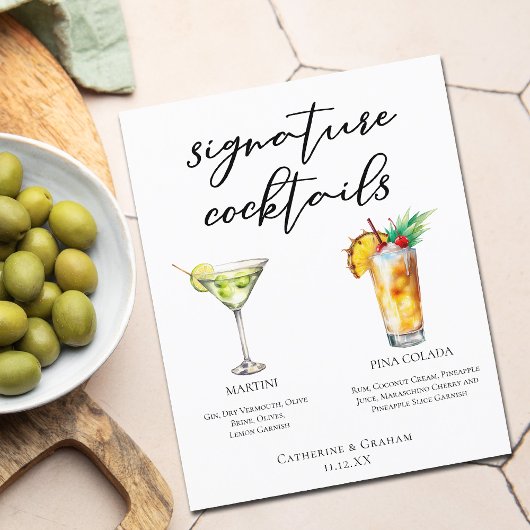 Martini Piña Colada Signature Cocktails Menu