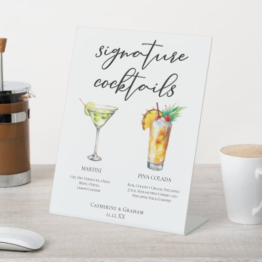 Martini Piña Colada Signature Cocktails Menu Reclamebord Met Voetstuk (Insitu)