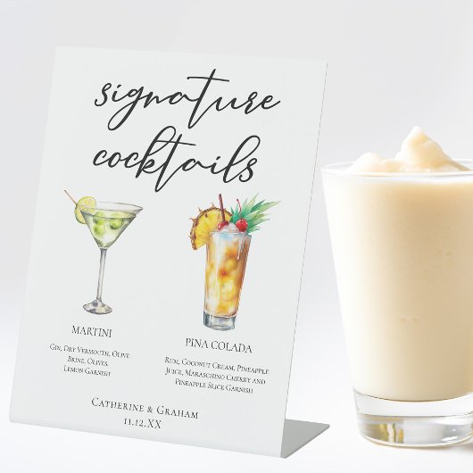 Martini Piña Colada Signature Cocktails Menu Reclamebord Met Voetstuk