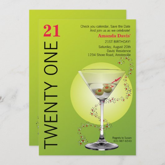Martini Please Invitation Save The Date (Voorkant / Achterkant)