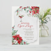 Martini Poinsettia Red Holiday Open House Kaart (Staand voorkant)