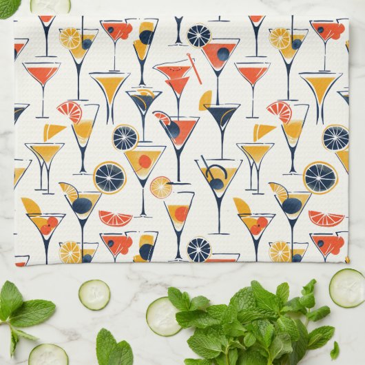 Martini Print - Stijlvolle cocktailbar decor Theedoek (Gevouwen)
