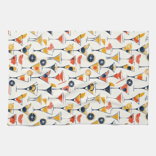 Martini Print - Stijlvolle cocktailbar decor Theedoek (Horizontaal)