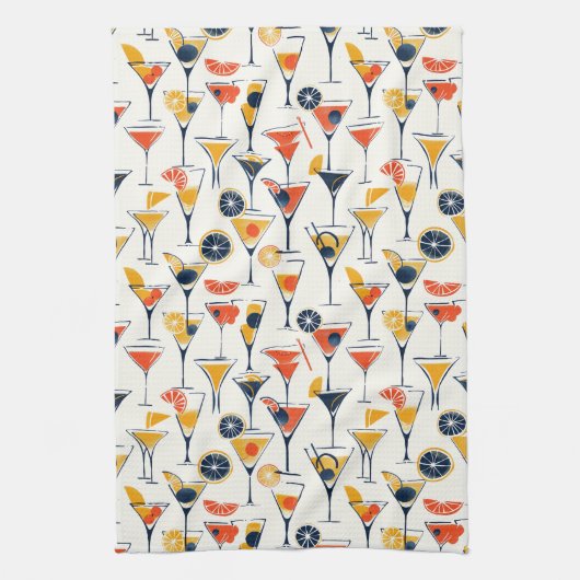 Martini Print - Stijlvolle cocktailbar decor Theedoek (Verticaal)