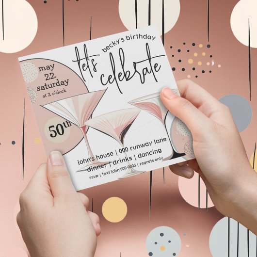 Martini Retro | Blush Pink | Ivoor | Patroon Kaart