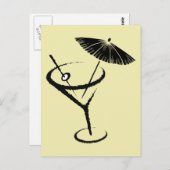 Martini ~ Retro Cocktail Drink Olive & Umbrella Briefkaart (Voorkant / Achterkant)