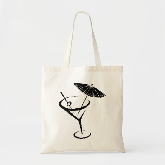 Martini ~ Retro Cocktail Drink Olive & Umbrella T- Tote Bag (Voorkant)