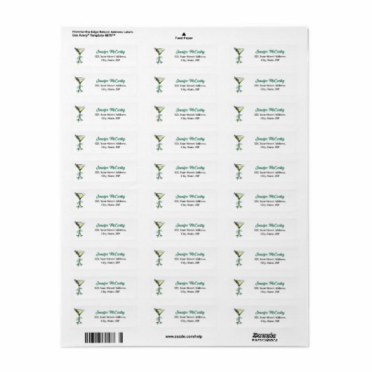 Martini Return Address Label (Full Sheet)