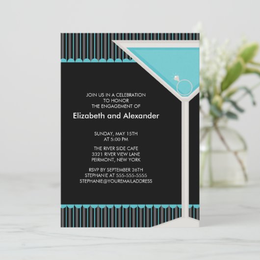 Martini Ring Cocktail Engagement Party Uitnodiging (Staand voorkant)