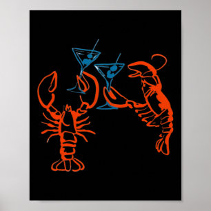 Martini Rode Kreeft Italiaans Eetpatroon Esthetisc Poster