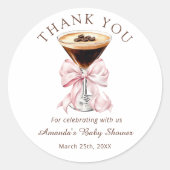 Martini Roze Baby Shower Dank je Sticker (Voorkant)