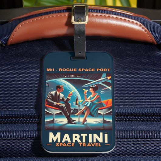 Martini Ruimtereis Poster Schurk Ruimtehaven Bagagelabel (Voorkant Insitu 2)
