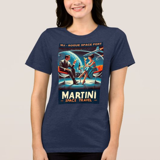 Martini Ruimtereis Poster Schurk Ruimtehaven Tri-Blend Shirt (Voorkant)