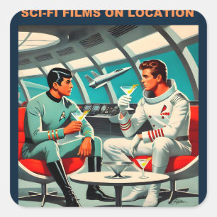 Martini Ruimtereis Poster Sciencefiction Films In Vierkante Sticker