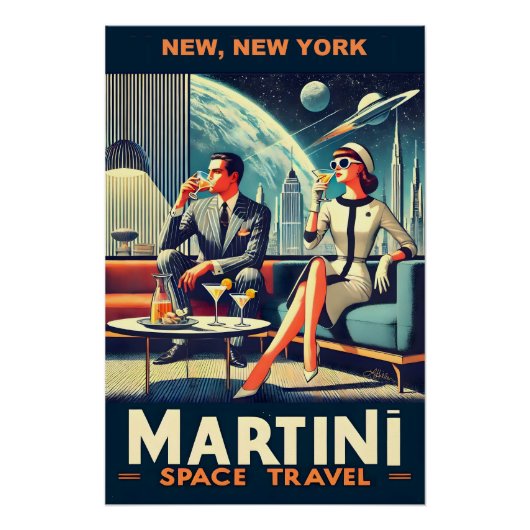 Martini Ruimtevaart Posters New York, New York (Voorkant)