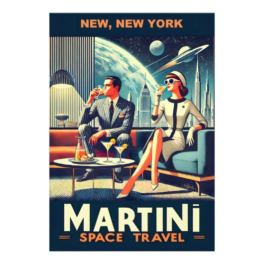 Martini Ruimtevaart Posters New York, New York (Voorkant)