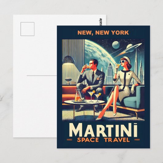 Martini Ruimtevaart Posters New York, New York Briefkaart (Voorkant / Achterkant)