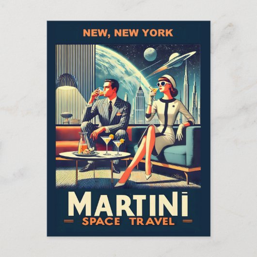 Martini Ruimtevaart Posters New York, New York Briefkaart (Voorkant)