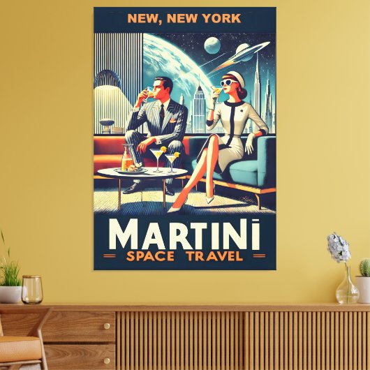 Martini Ruimtevaart Posters New York, New York Canvas Afdruk (Insitu (Woonkamer))