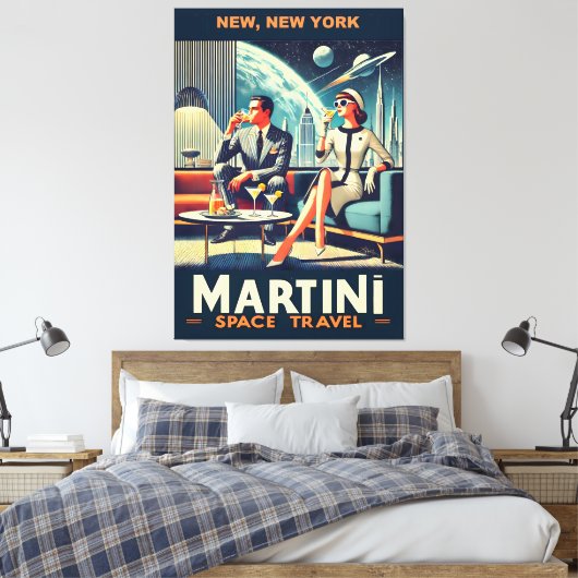 Martini Ruimtevaart Posters New York, New York Canvas Afdruk (Insitu (Slaapkamer))