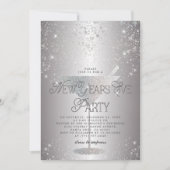 Martini Silver Glitter New Years Eve Party Kaart (Voorkant)