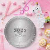 Martini Silver Glitter New Years Eve Party Papieren Bordje (Feest)