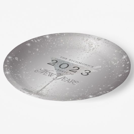 Martini Silver Glitter New Years Eve Party Papieren Bordje (Gekanteld)