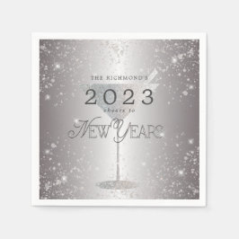 Martini Silver Glitter New Years Eve Party Servet