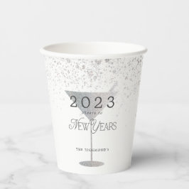 Martini Silver Glitter Nieuwjaar Wit Papieren Bekers