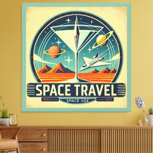 Martini Space Travel 1957 New Worlds Logo Canvas Afdruk