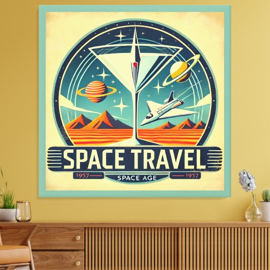 Martini Space Travel 1957 New Worlds Logo Canvas Afdruk (Insitu (Woonkamer))