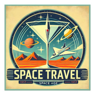 Martini Space Travel 1957 New Worlds Logo Foto Afdruk