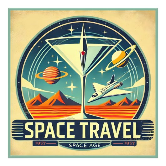 Martini Space Travel 1957 New Worlds Logo Foto Afdruk (Voorkant)