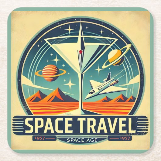 Martini Space Travel 1957 New Worlds Logo Kartonnen Onderzetters (Voorkant)