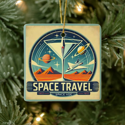 Martini Space Travel 1957 New Worlds Logo Keramisch Ornament (Boom)
