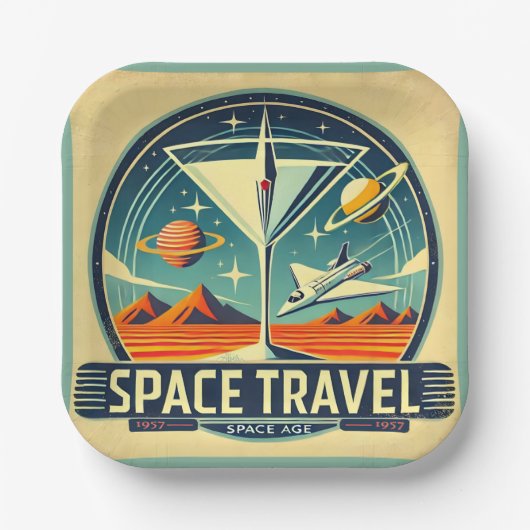 Martini Space Travel 1957 New Worlds Logo Papieren Bordje (Voorkant)