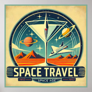 Martini Space Travel 1957 New Worlds Logo Poster