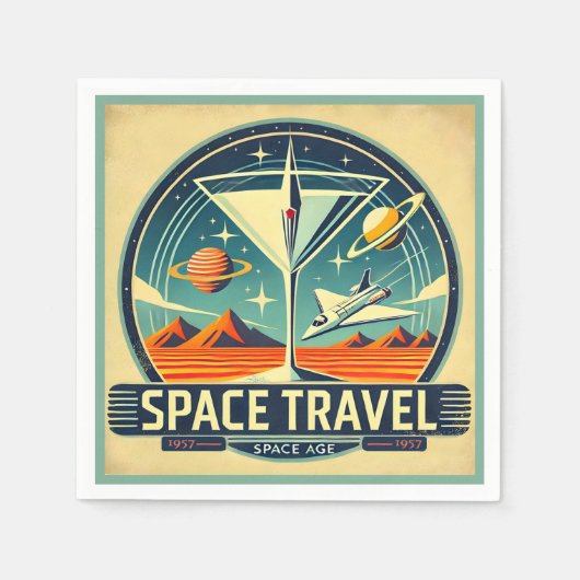 Martini Space Travel 1957 New Worlds Logo Servet (Voorkant)