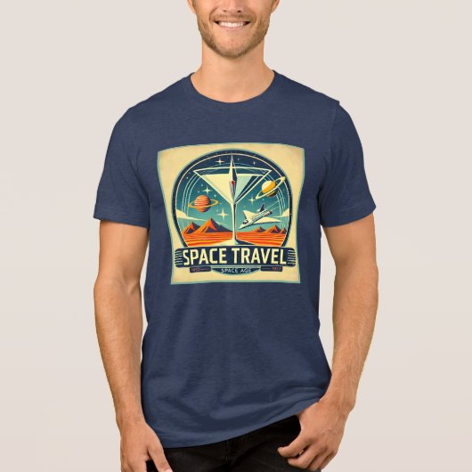 Martini Space Travel 1957 New Worlds Logo Tri-Blend Shirt (Voorkant)
