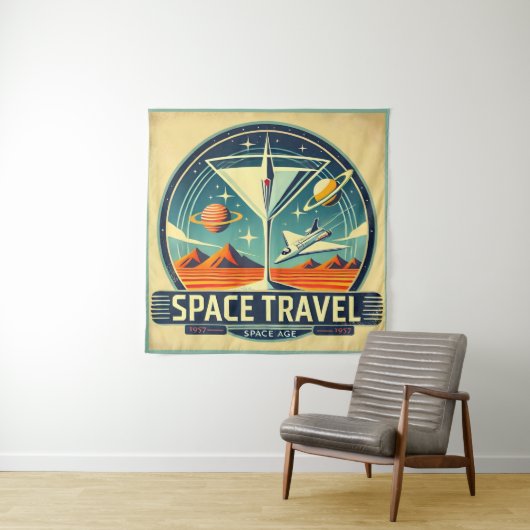 Martini Space Travel 1957 New Worlds Logo Wandkleed (In situ)