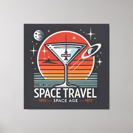 Martini Space Travel 1957 Space Age Logo Canvas Afdruk (Voorkant)